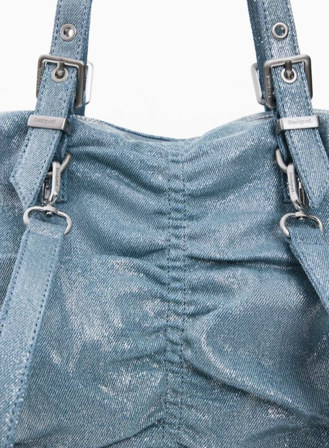 DESIGUAL Blue Medium ruched denim backpack for Women | Best Price UAE
